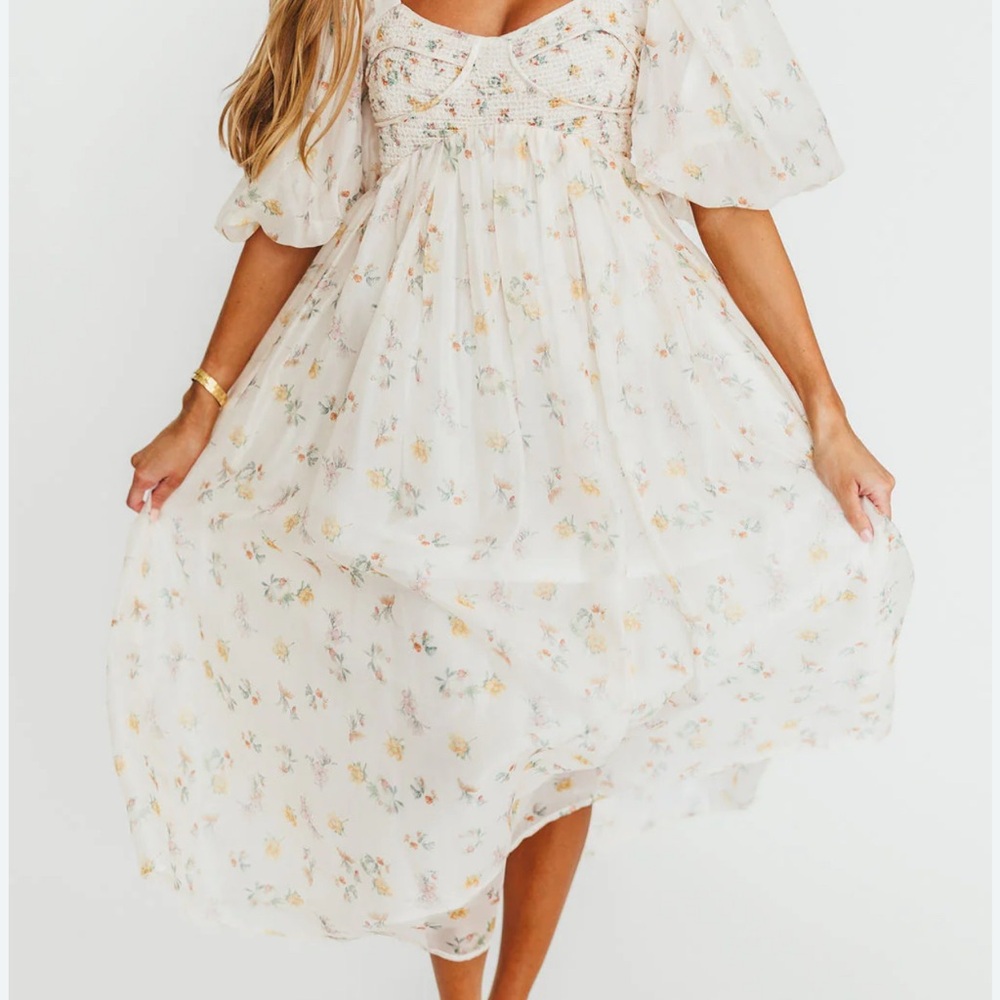 Worth White Floral Midi Dress